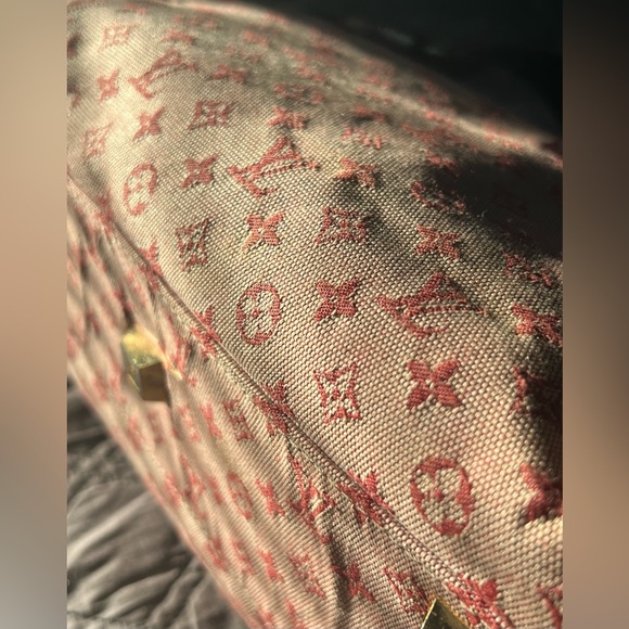RARE vintage LV denim burgundy Josephine mini Lin. - Picture 12 of 14
